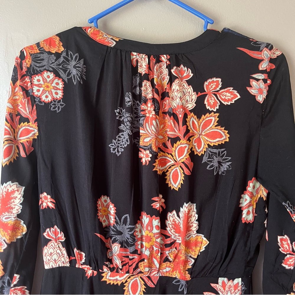 Free People Black Floral Long Sleeve Midi Dress - Picture 6 of 11